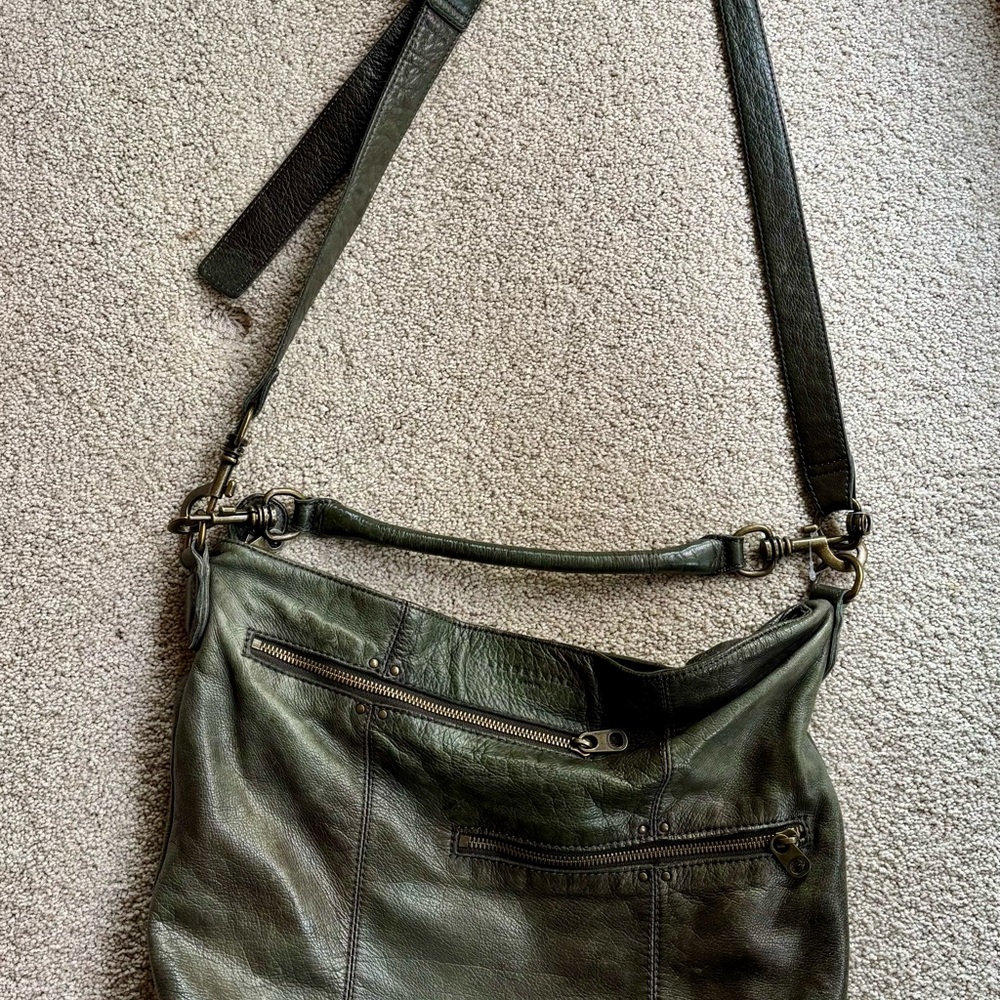 Liebeskind Berlin Dark Green Charcoal Gray Leather Shoulder Crossbody Bag - Picture 3 of 11